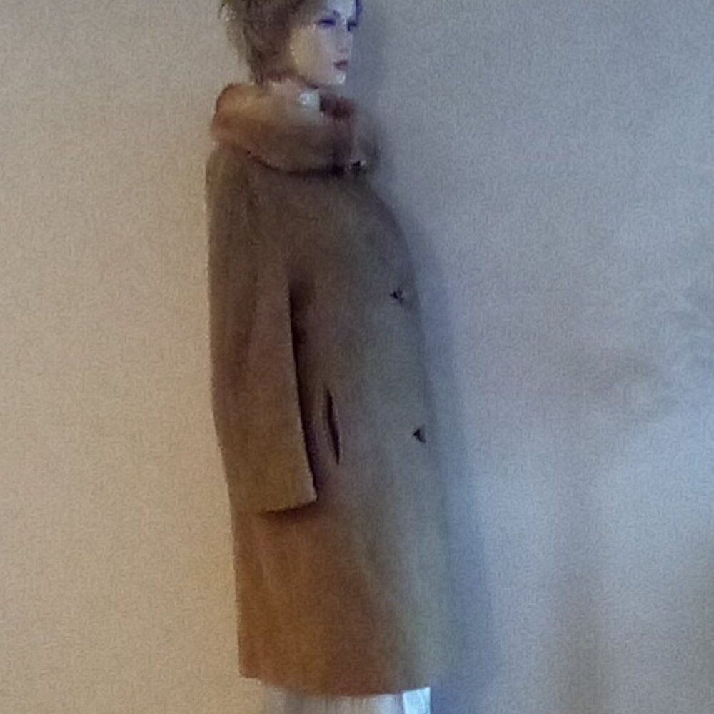 Vintage Bouclé  Women's Coat Genuine Fur Mink? Ring Collar  Sz Small